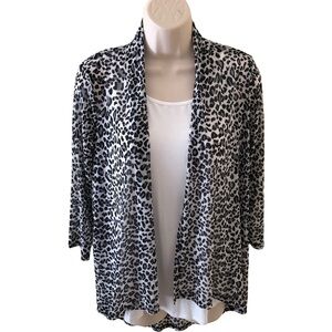 Two piece white tank with leopard print jacket, small